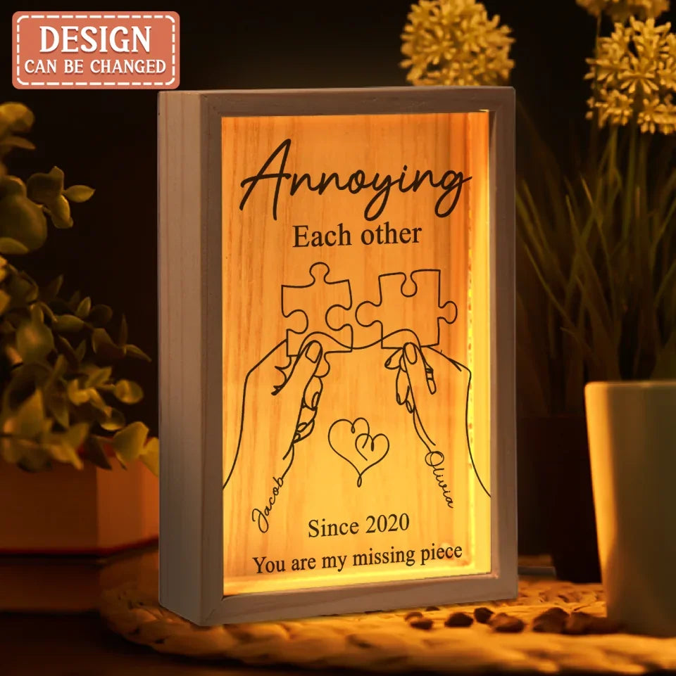 Personalized Couple Frame Light Box - You Are My Missing Piece - Valentines Gift Idea For Couple