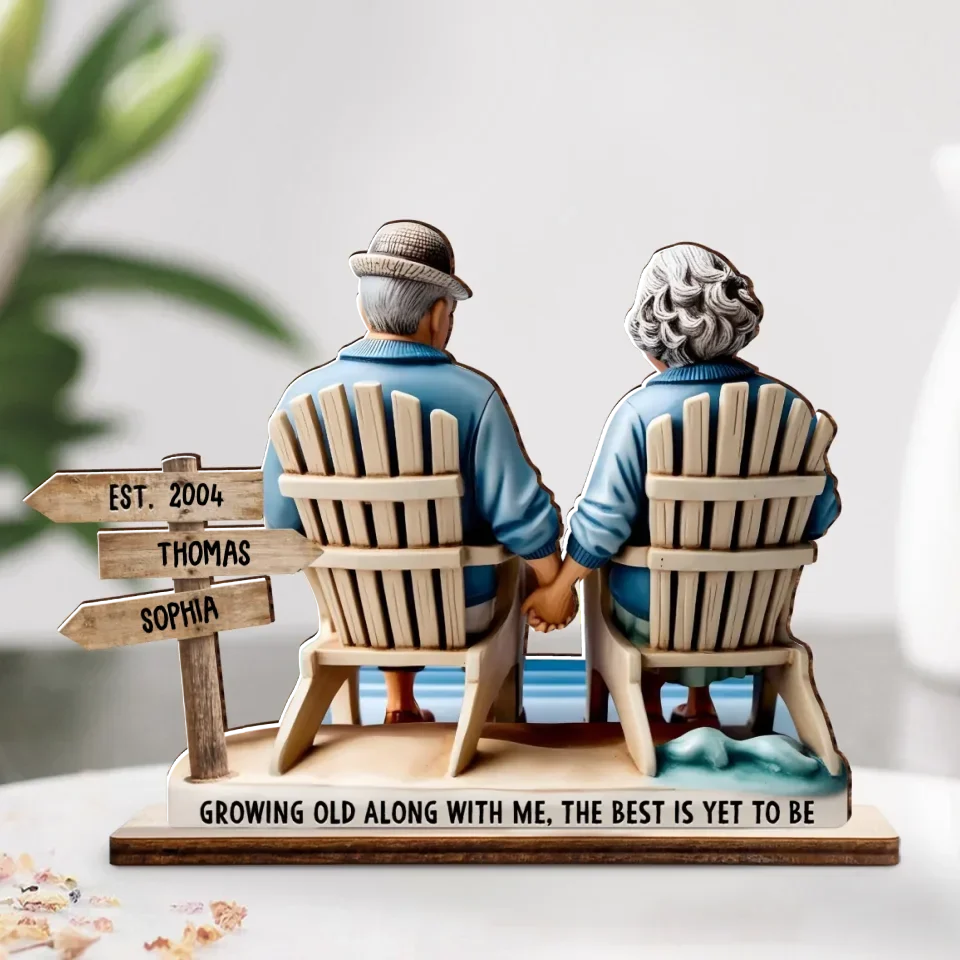 Personalized Couple Wooden Plaque - Valentines Gift Idea For Couple/Her/Him - Growing Old Along With Me, The Best Is Yet To Be