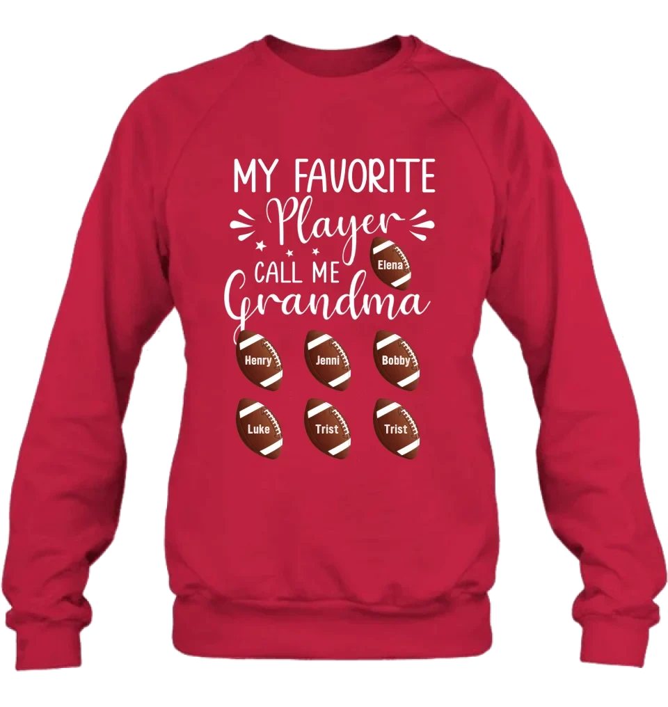 Personalized Football T-Shirt - My Favorite Player Call Me Grandma