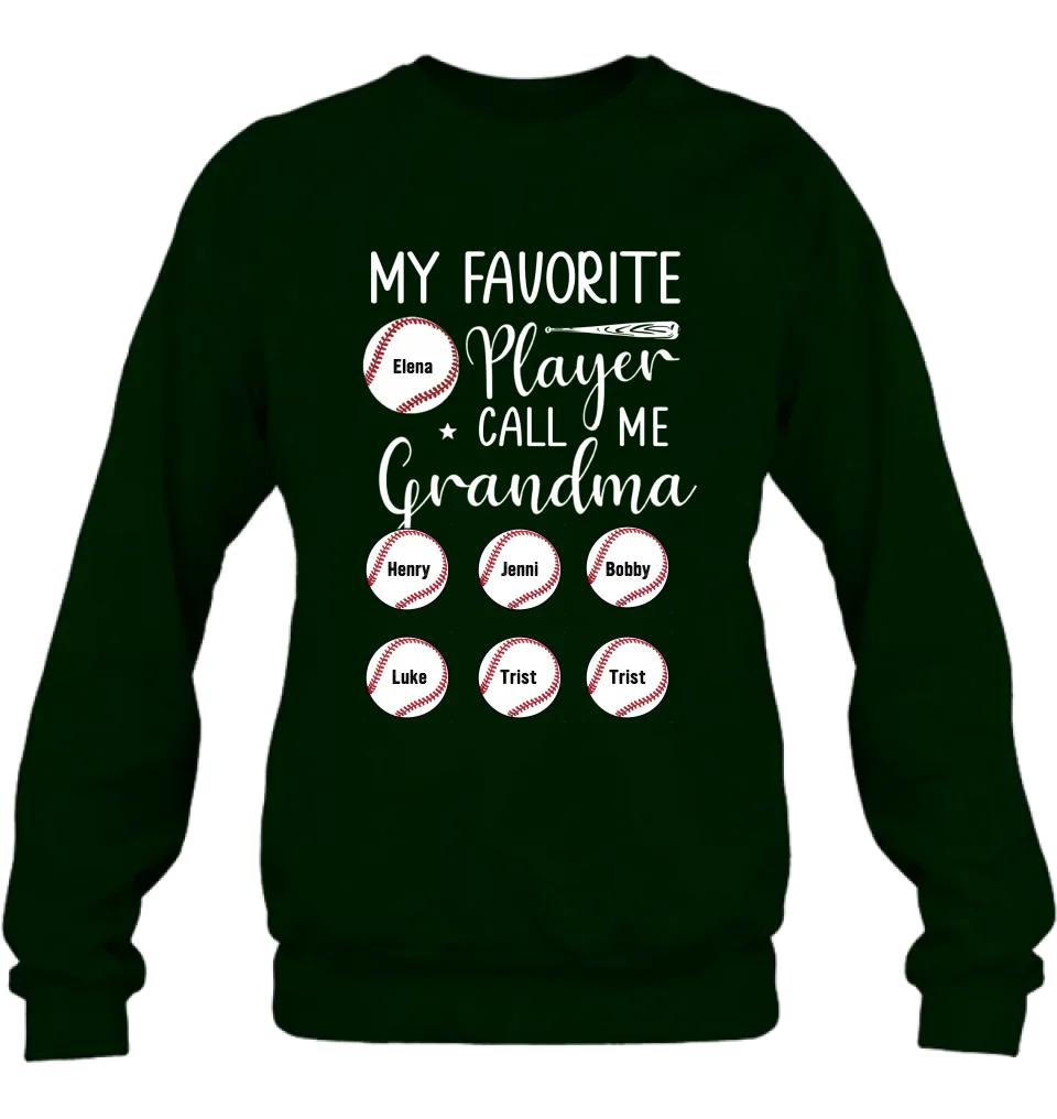 Personalized Baseball T-Shirt - My Favorite Player Call Me Grandma