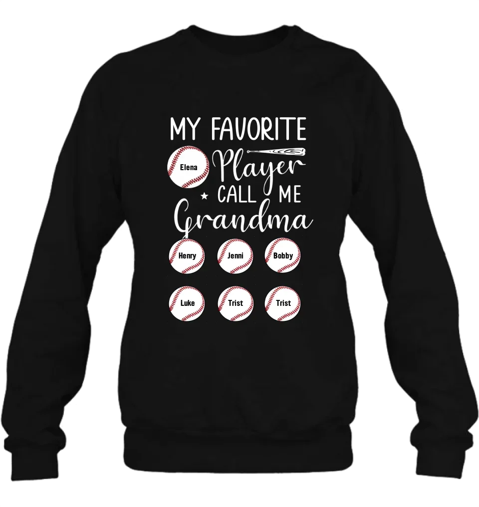 Personalized Baseball T-Shirt - My Favorite Player Call Me Grandma