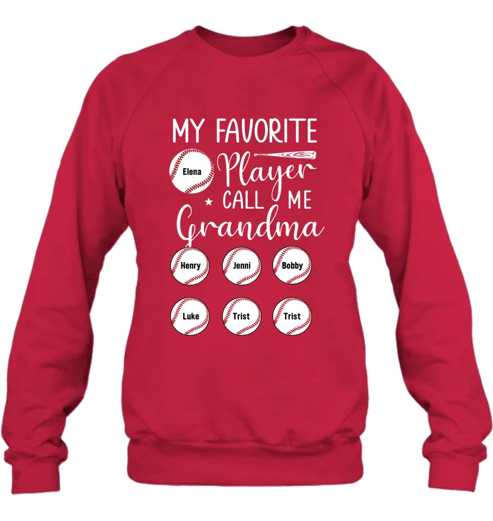 Personalized Baseball T-Shirt - My Favorite Player Call Me Grandma