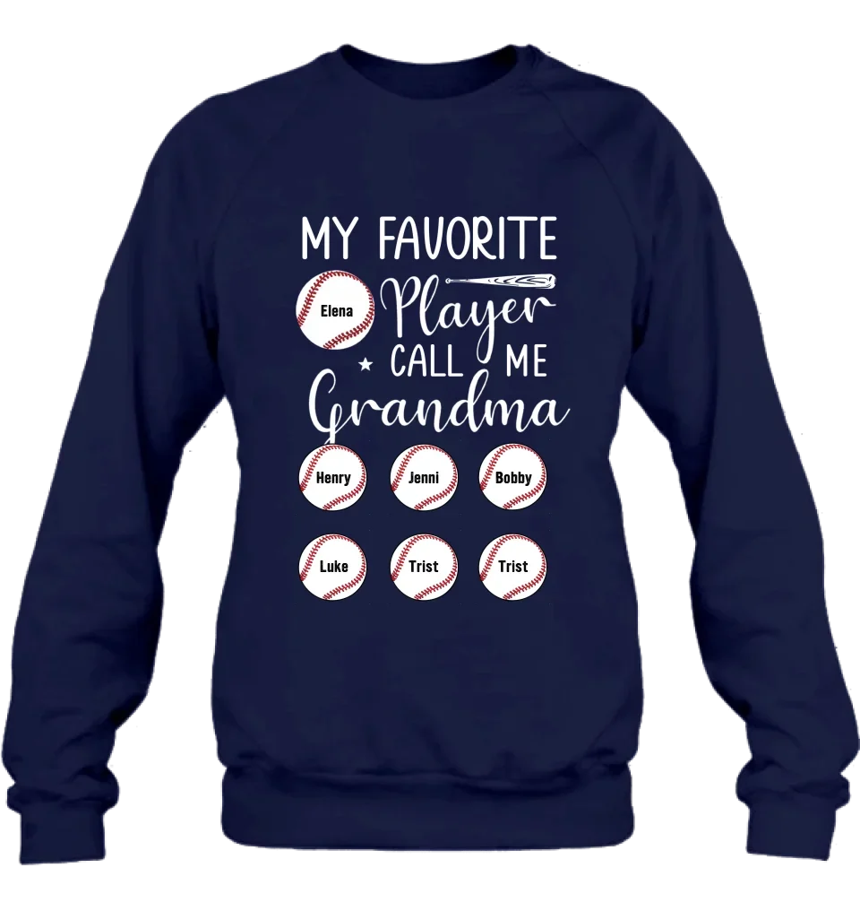 Personalized Baseball T-Shirt - My Favorite Player Call Me Grandma