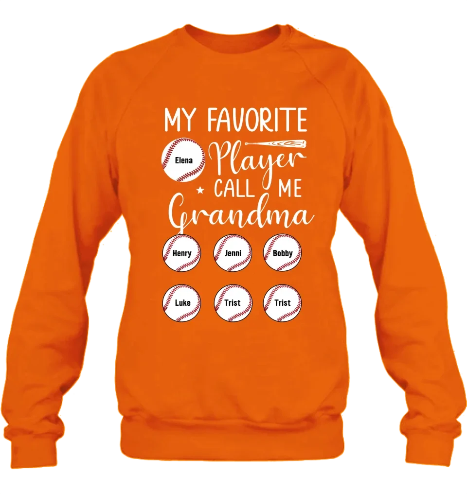 Personalized Baseball T-Shirt - My Favorite Player Call Me Grandma