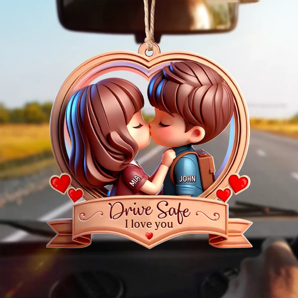 Personalized Couple Acrylic Ornament - Gift Idea For Valentine/Couple/Him/Her - Drive Safe I Love You