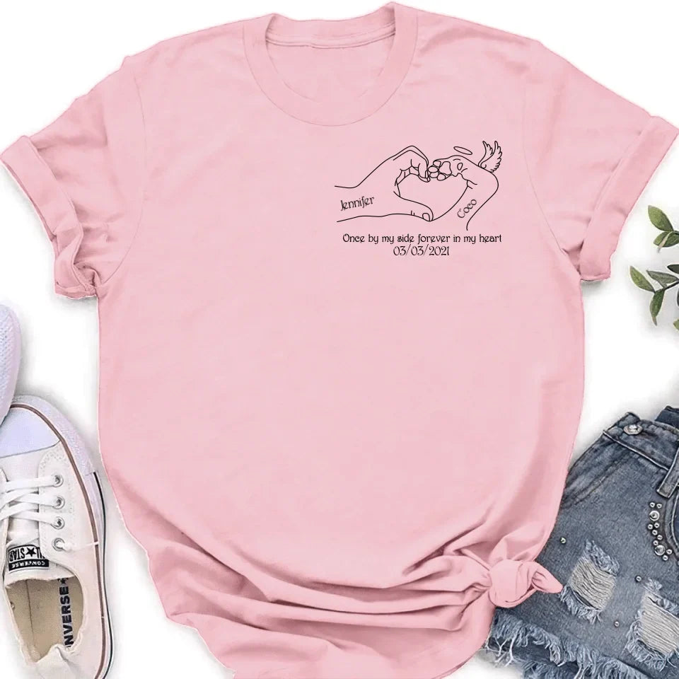 Personalized Memorial Dog T-shirt/Sweatshirt/Hoodie - Memorial Gift Idea For Dog Lover - Once By Me Side Forever In My Heart