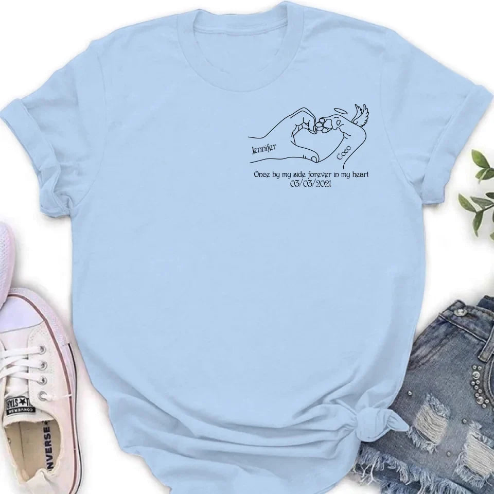 Personalized Memorial Dog T-shirt/Sweatshirt/Hoodie - Memorial Gift Idea For Dog Lover - Once By Me Side Forever In My Heart