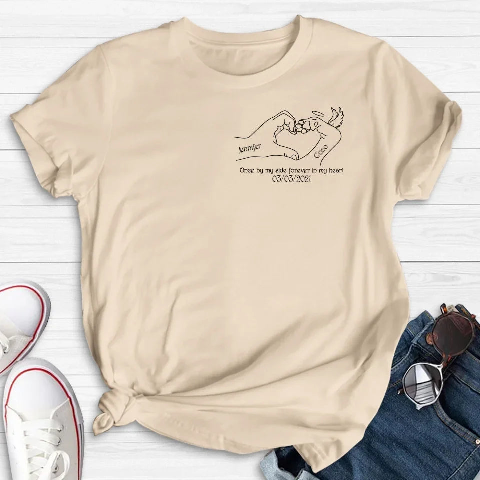Personalized Memorial Dog T-shirt/Sweatshirt/Hoodie - Memorial Gift Idea For Dog Lover - Once By Me Side Forever In My Heart