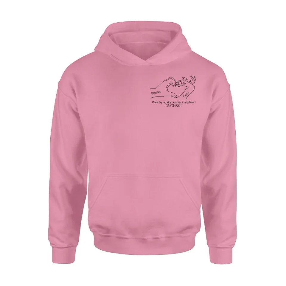 Personalized Memorial Dog T-shirt/Sweatshirt/Hoodie - Memorial Gift Idea For Dog Lover - Once By Me Side Forever In My Heart
