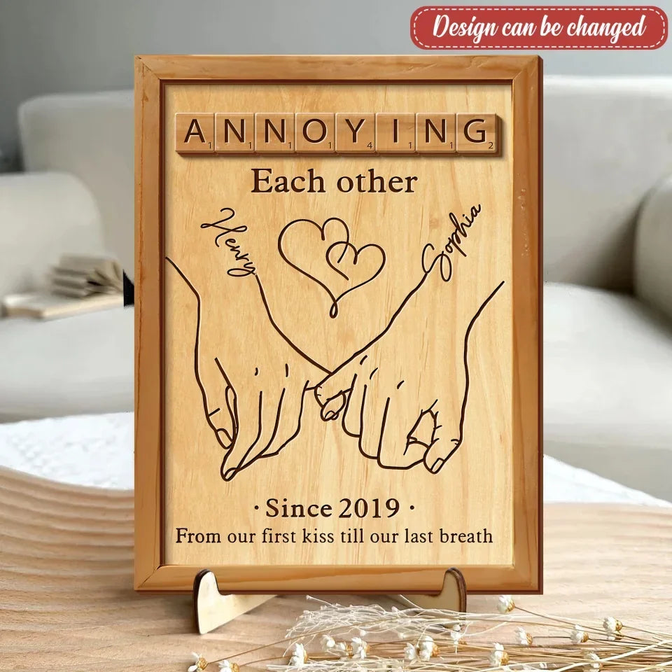 Custom Personalized Couple Wooden Art - Gift Idea For Couple - Annoying Each Other