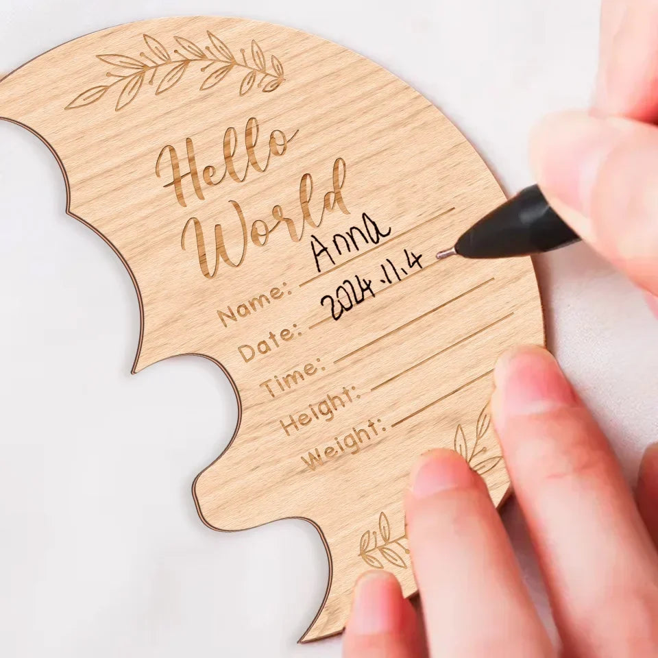 Personalized Wooden Bear Baby Ornament - Upload Photo - Gift Idea For Your Baby - Hello World