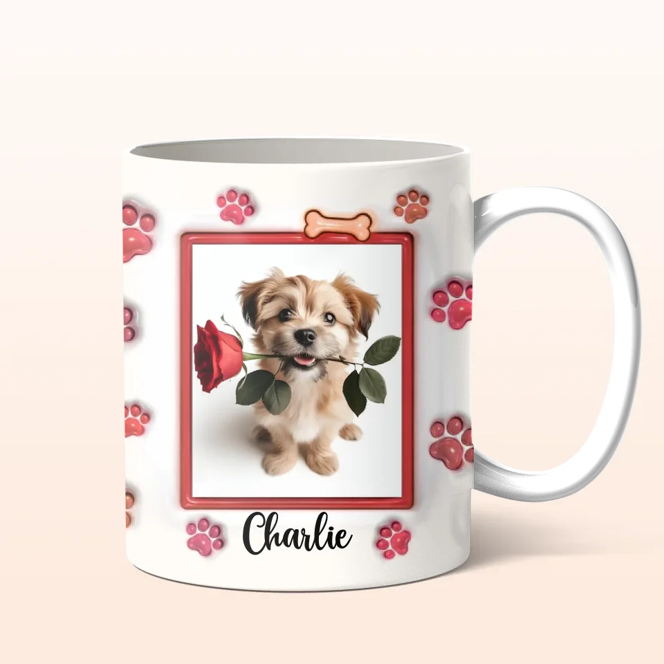 Personalized Dog 3D Inflated Effect Coffee Mug - Upload Photo - Valentine's Day Gift For Dog Lover - My Dog Is My Valentine