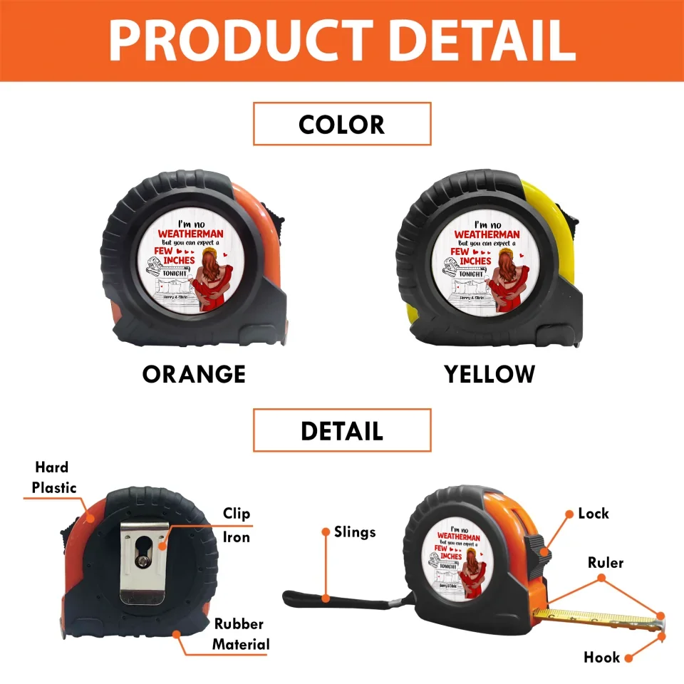 Personalized Couple Tape Measure - Gift Idea For Couple/Husband - I'm No Weatherman