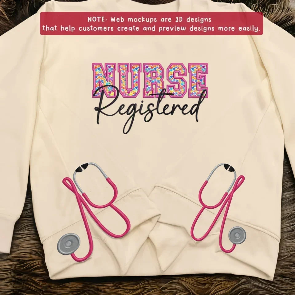 Personalized Nurse Side Bow Embroidered Sweatshirt - Gift Idea For Nurse/Birthday - Nurse Registered