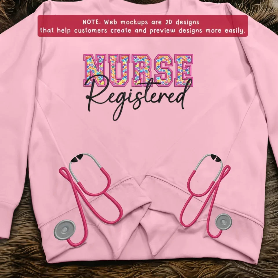 Personalized Nurse Side Bow Embroidered Sweatshirt - Gift Idea For Nurse/Birthday - Nurse Registered