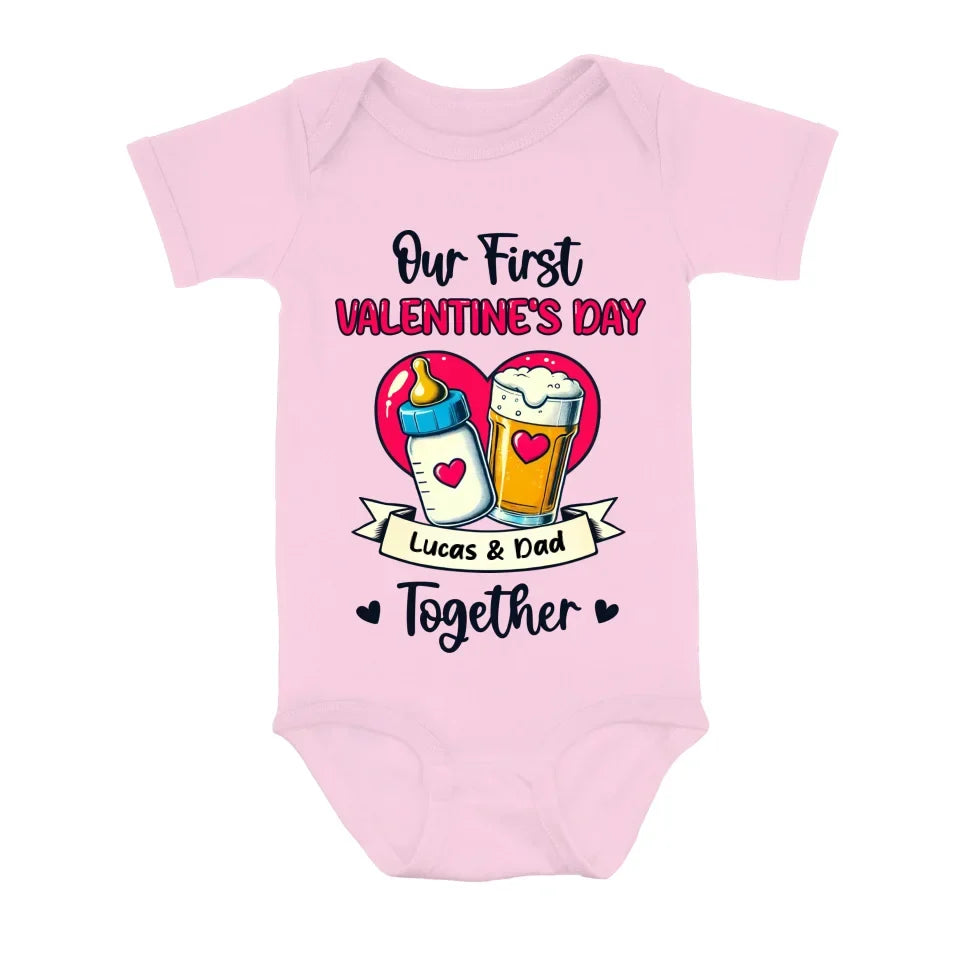 Personalized Our First Valentine's Day T-Shirt/Baby Onesie - Valentine's Day Gift Idea For Dad