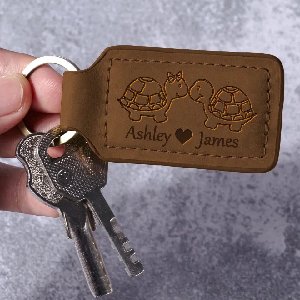 Personalized Couple Leather Keychain - Gift Idea For Couple/Husband & Wife