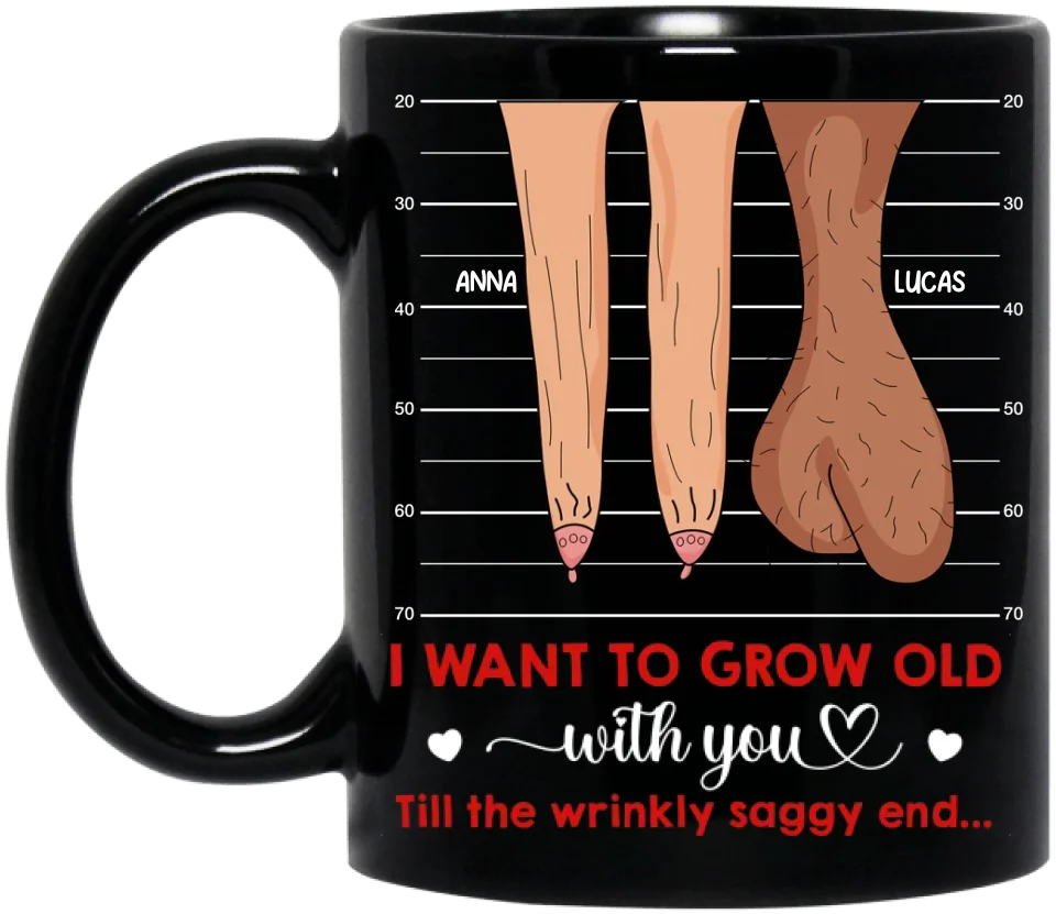 Personalized Couple Black Coffee Mug - Valentine's Day Gift Idea For Couple - I Want To Grow Old With You