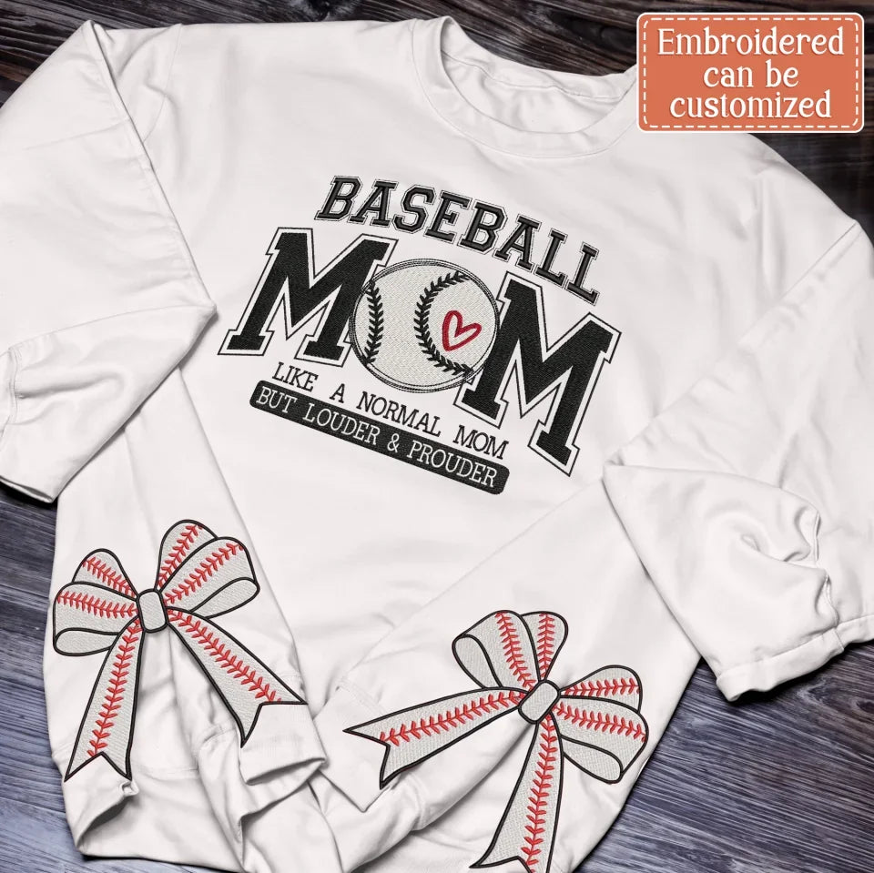 Baseball Mom Side Bow Embroidered Sweatshirt - Mother's Day Gift Idea