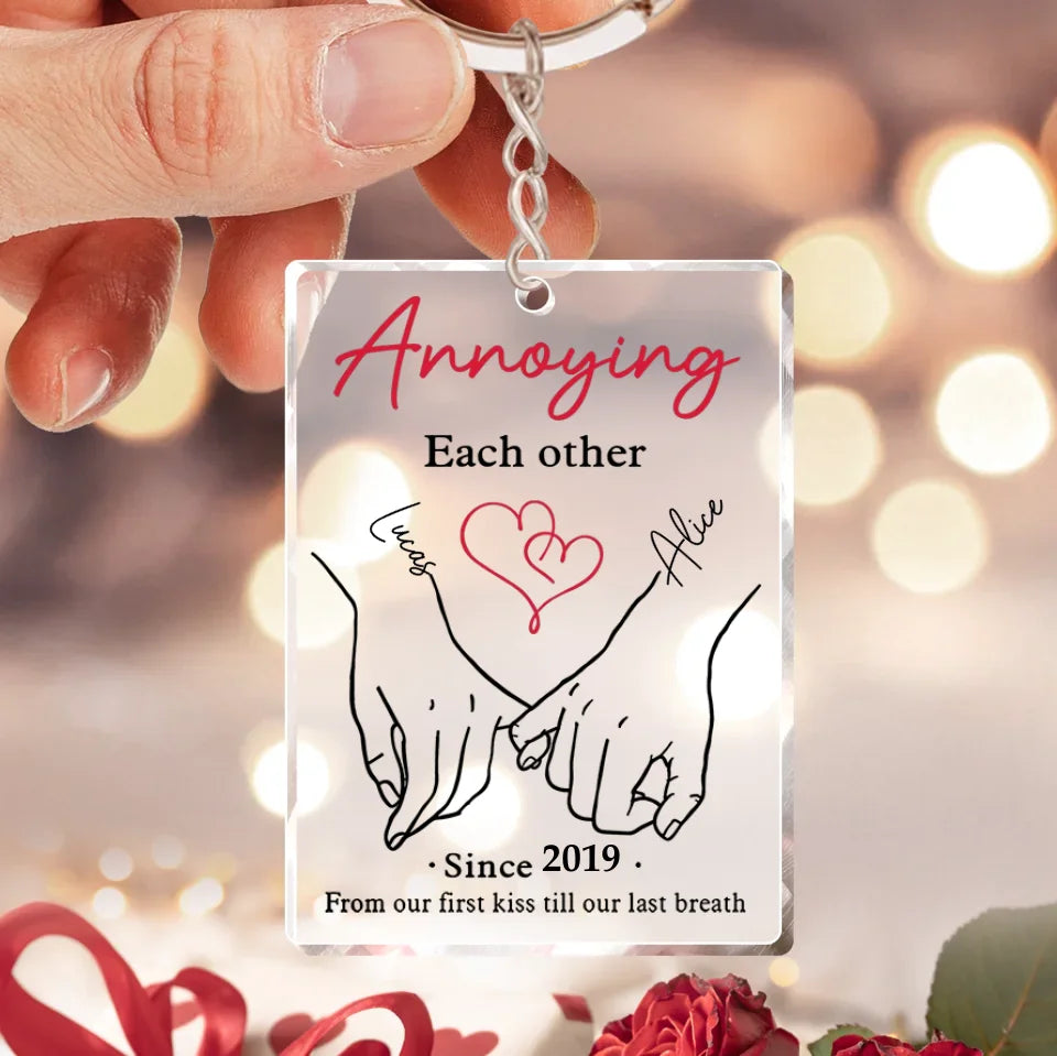 Personalized Couple Acrylic Keychain - Anniversary Gift For Couple - Annoying Each Other
