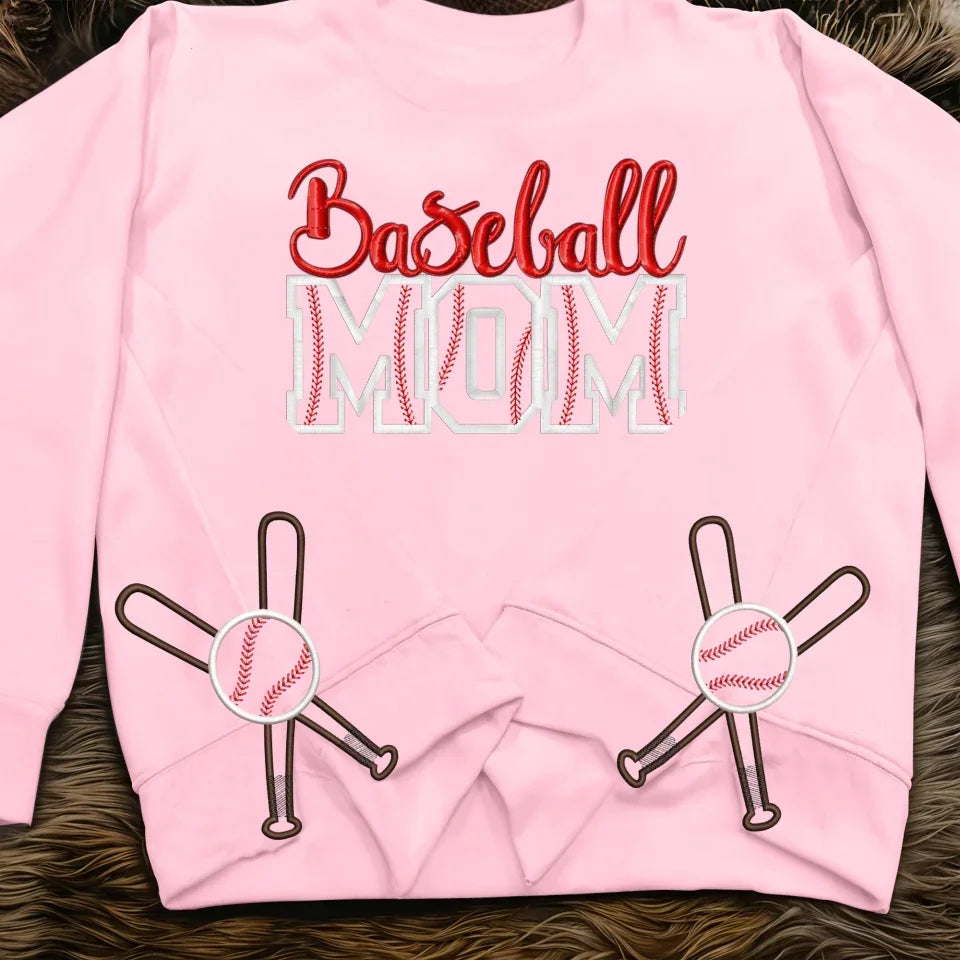 Baseball Mom Side Bow Embroidered Sweatshirt - Gift Idea For Mom/ Mother's Day