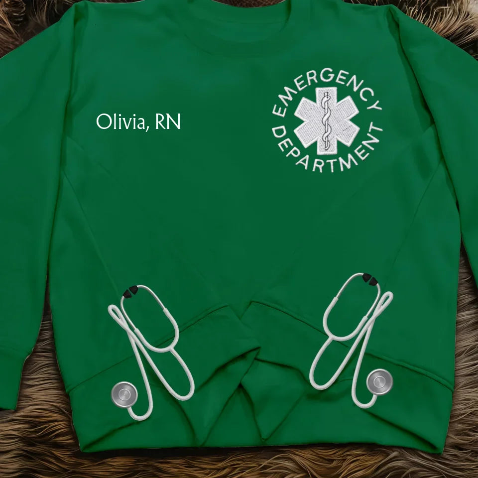 Personalized EMS Side Bow Embroidered Sweatshirt - Gift Idea For Nurse/EMS