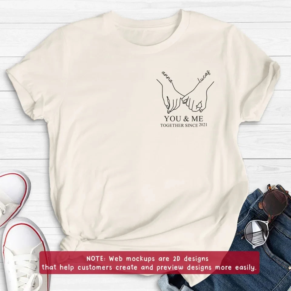 Personalized Couple Embroidered T-shirt/Sweater/Hoodie - You & Me Together Since