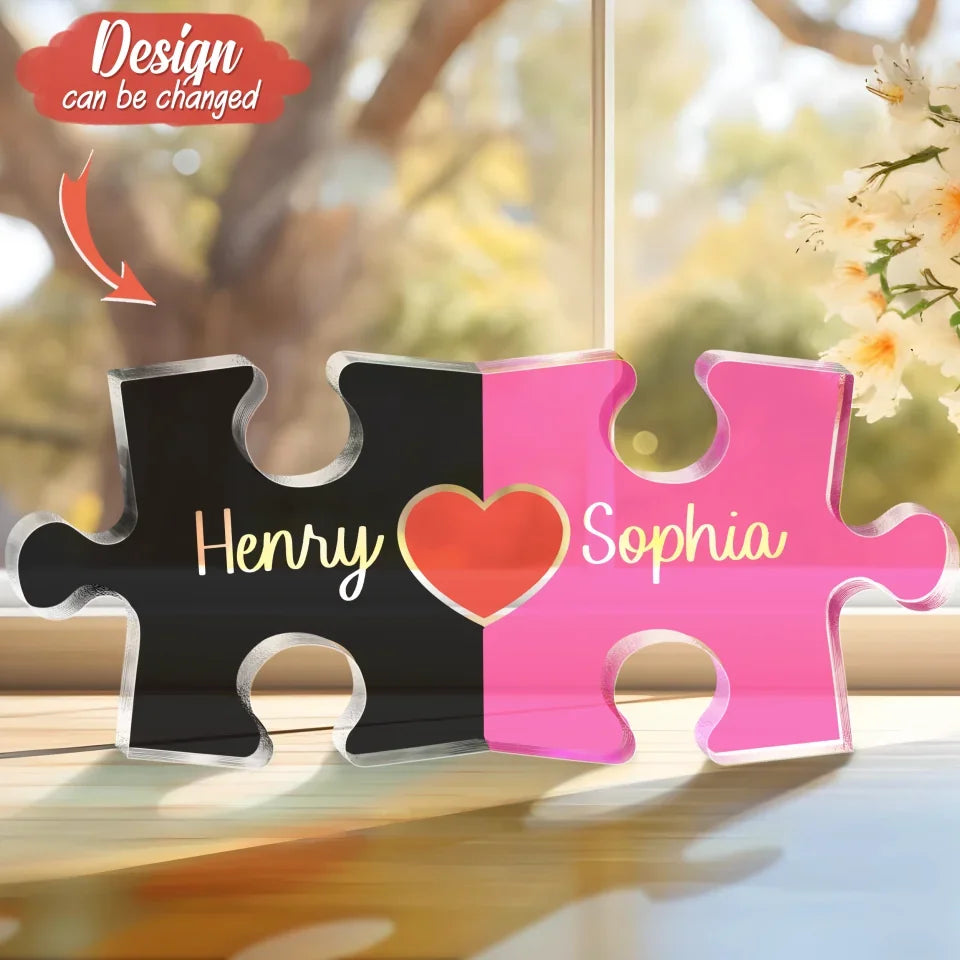 Personalized Couple Puzzle Acrylic Plaque - Gift For Couple/Husband And Wife - Custom Name