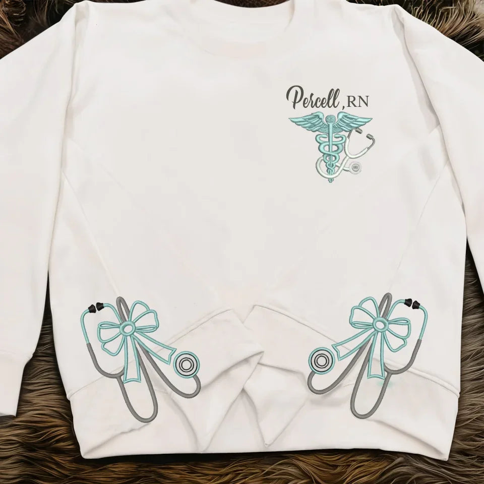 Personalized Nurse Embroidered Side Split Sweatshirt - Gift Idea For Nurse/Birthday - Custom Name