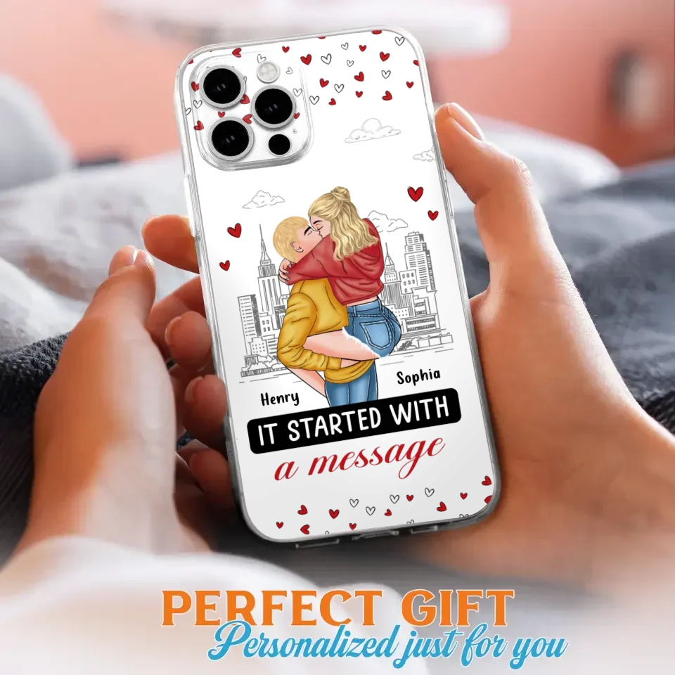 Custom Personalized Couple Phone Case For iPhone/ Samsung - Gift Idea For Couple - It Started With A Message