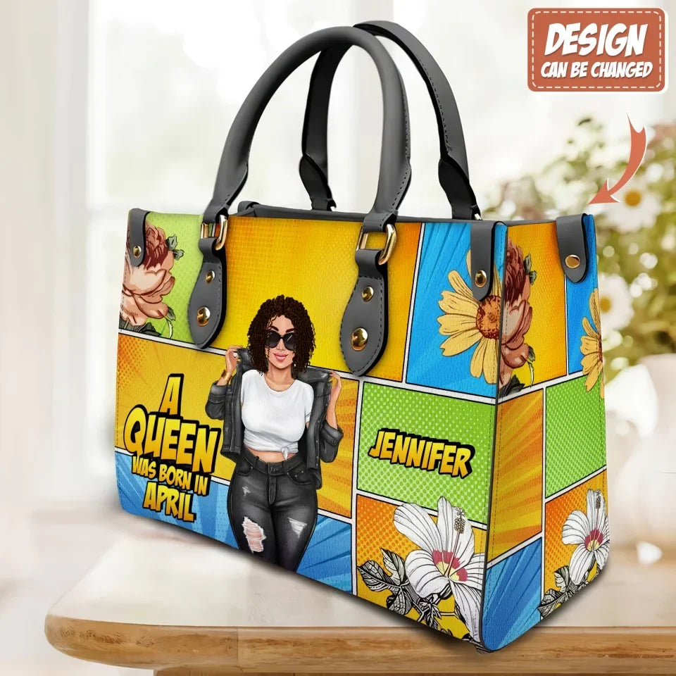 Personalized A Queen PU Leather Handbag With Long Straps - Mother's Day/Birthday Gift Idea For Grandma/Mom/Daughter
