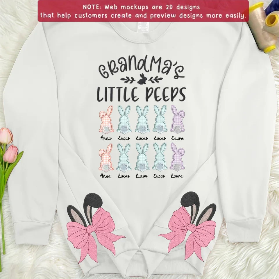 Personalized Grandma Side Bow Embroidered Sweatshirt - Gift Idea For Grandma with  up to 10 Kids - Grandma's Little Peeps