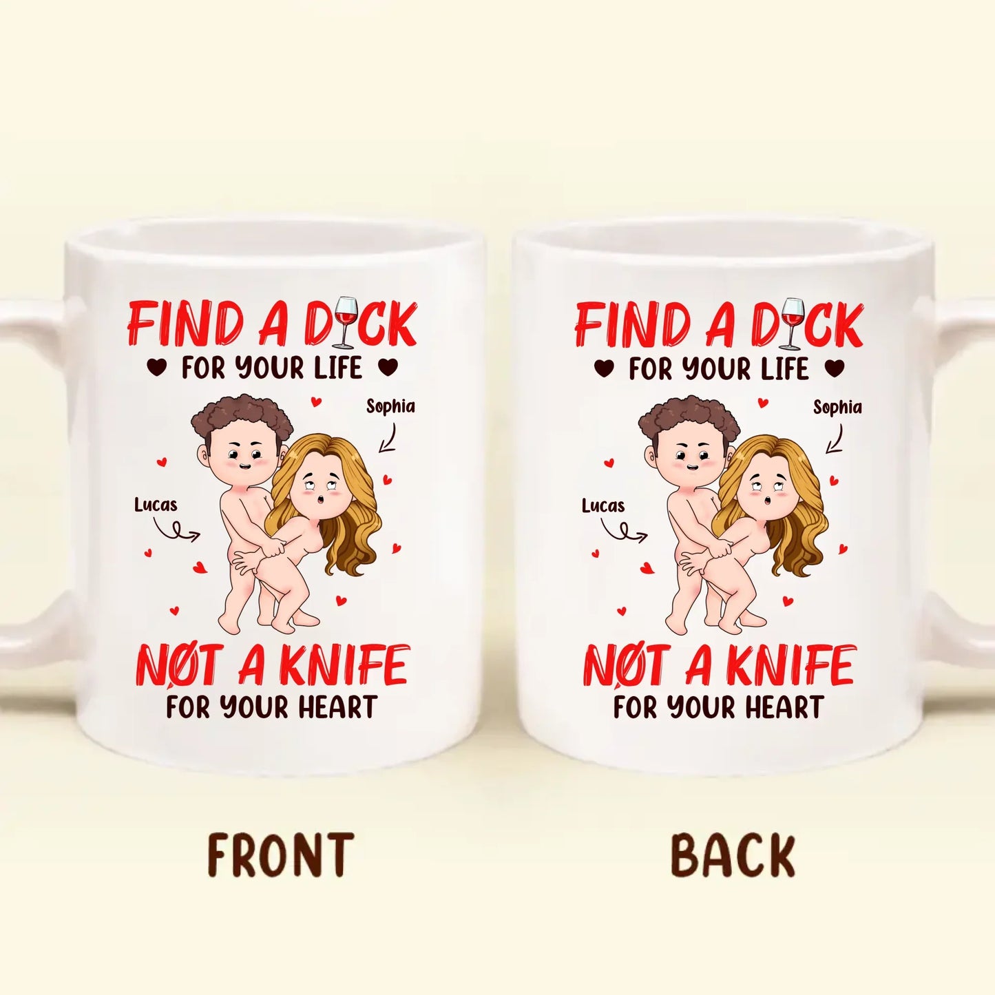 Personalized Funny Couple Coffee Mug - Valentine's Day Gift Idea For Husband/Wife - Not A Knife For Your Heart