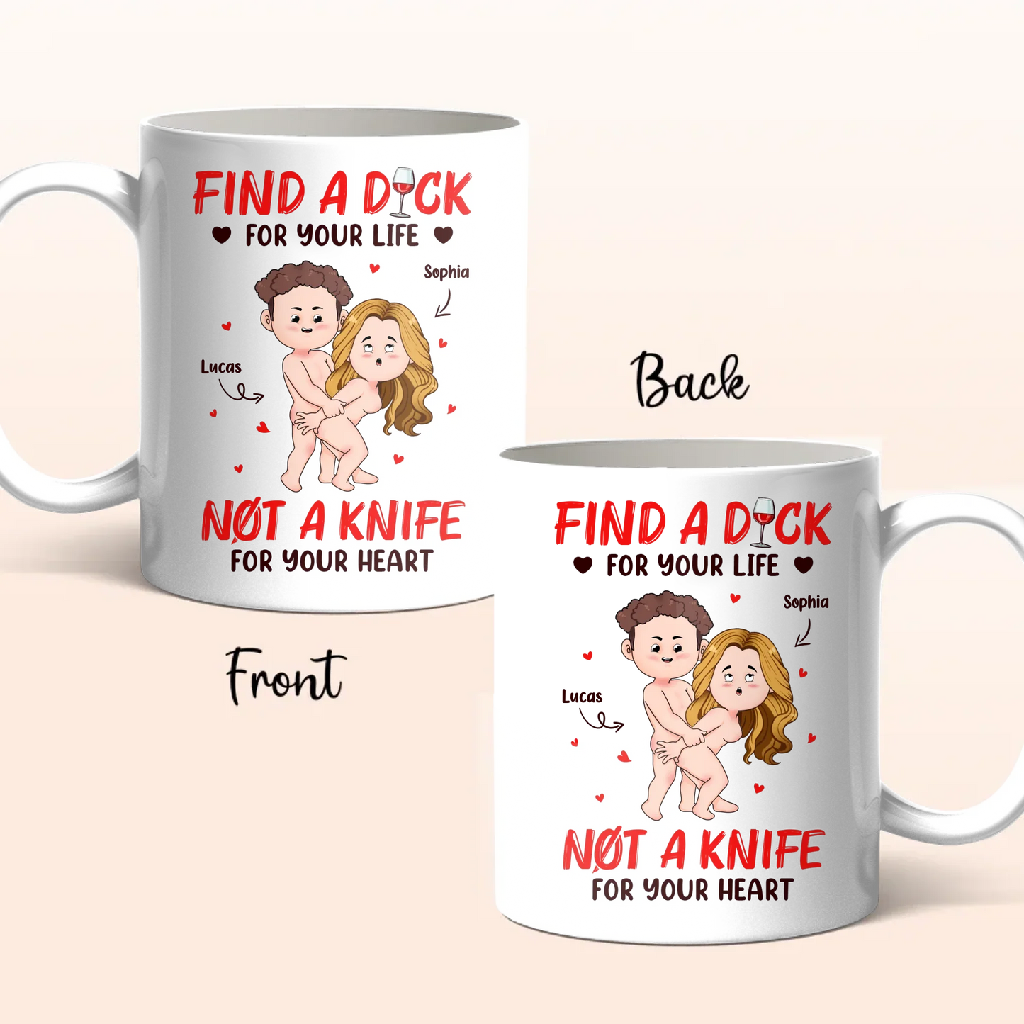 Personalized Funny Couple Coffee Mug - Valentine's Day Gift Idea For Husband/Wife - Not A Knife For Your Heart