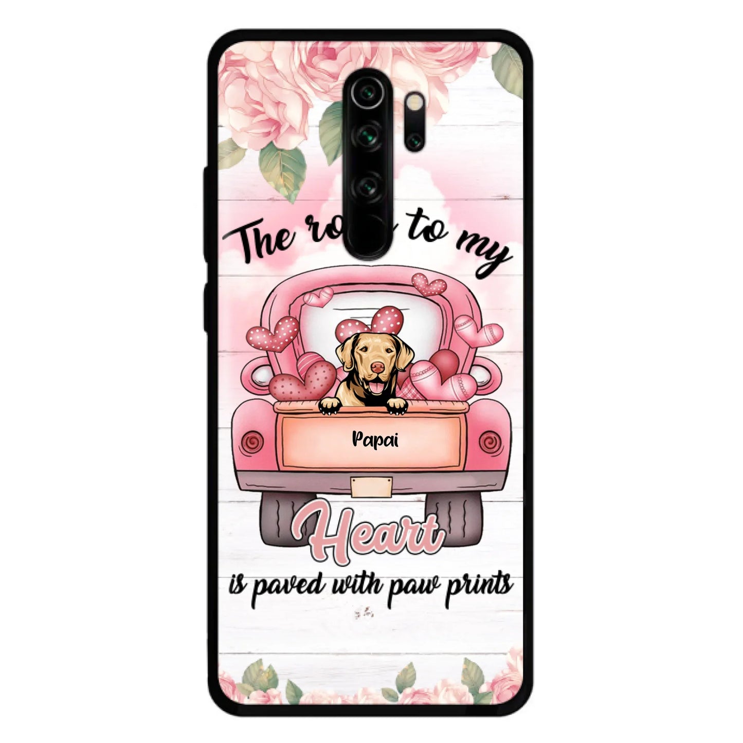 Custom Personalized Dog Phone Case - Best Gifts For Dog Lovers With Upto 5 Dogs - The Road To My Heart Is Paved With Paw Prints