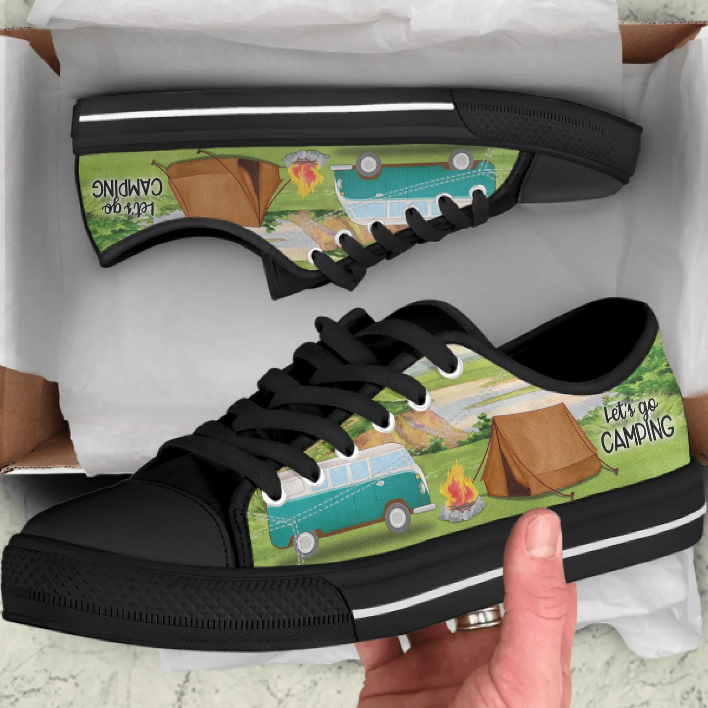 Personalized Camping Sneakers - Best Gift For Camping Lovers - Let's Go Camping - J0HKN6