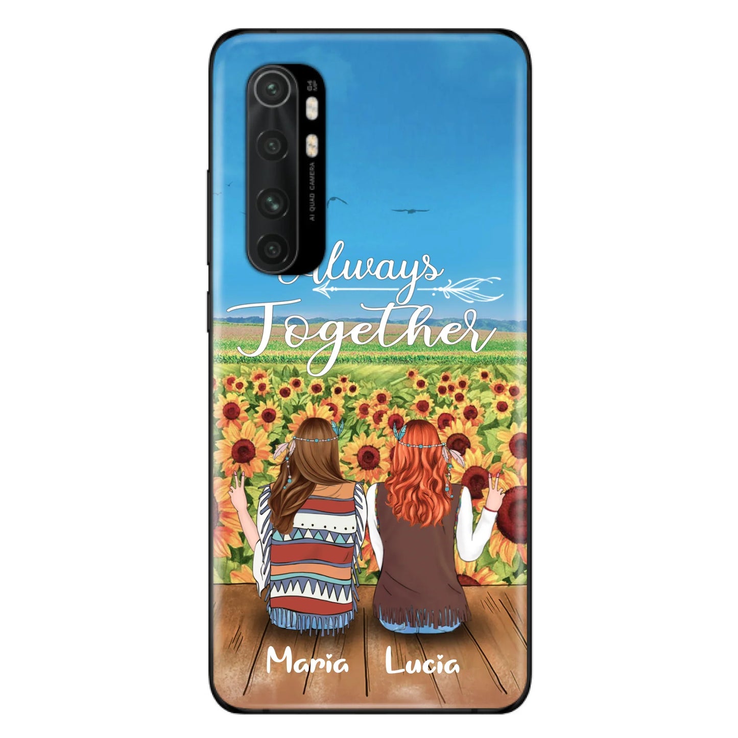 Personalized Hippie Friends Phone Case - Up to 3 Girls - Always Together - F8H385