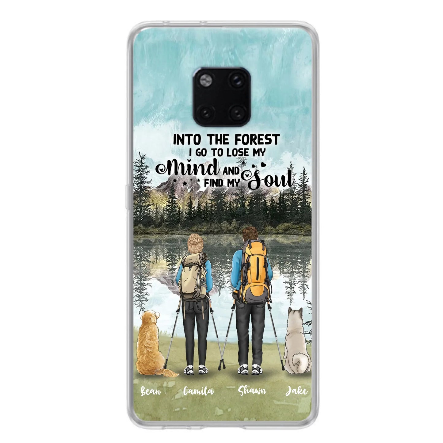 Custom Personalized Hiking Couple With Dogs Phone Case - Couple With Upto 2 Pets - Case For Xiaomi, Huawei and Oppo - Q67GXN