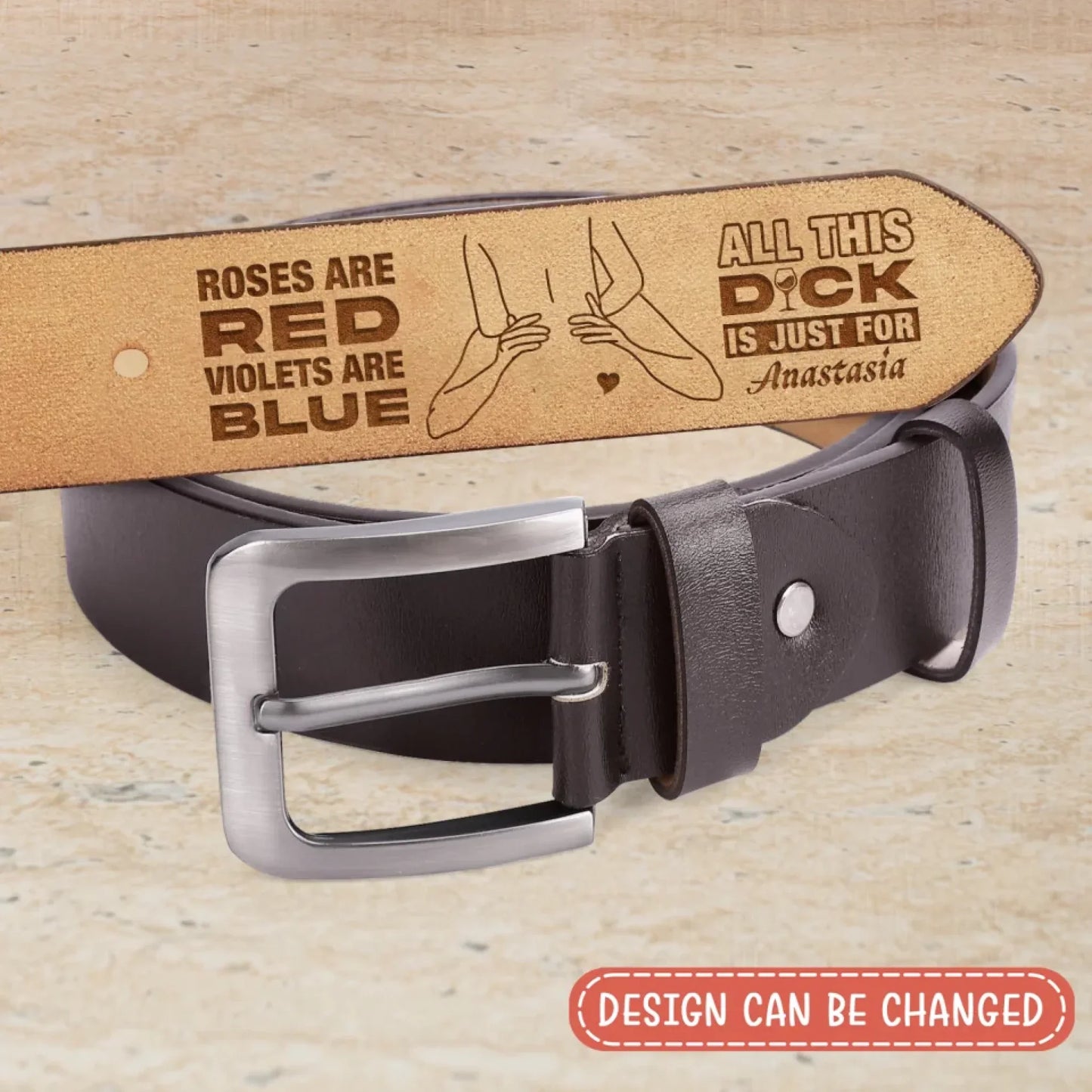 Personalized Engraved Leather Belt Gift Idea For Husband/Boyfriend - Roses Are Red Violets Are Blue