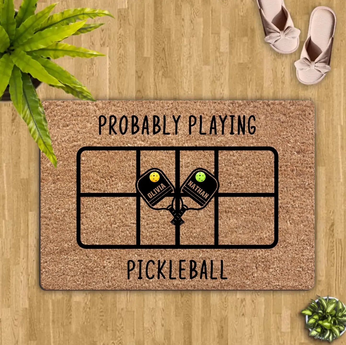 Personalized Pickleball Doormat - Playing Pickleball Court Anniversary Housewarming Gift