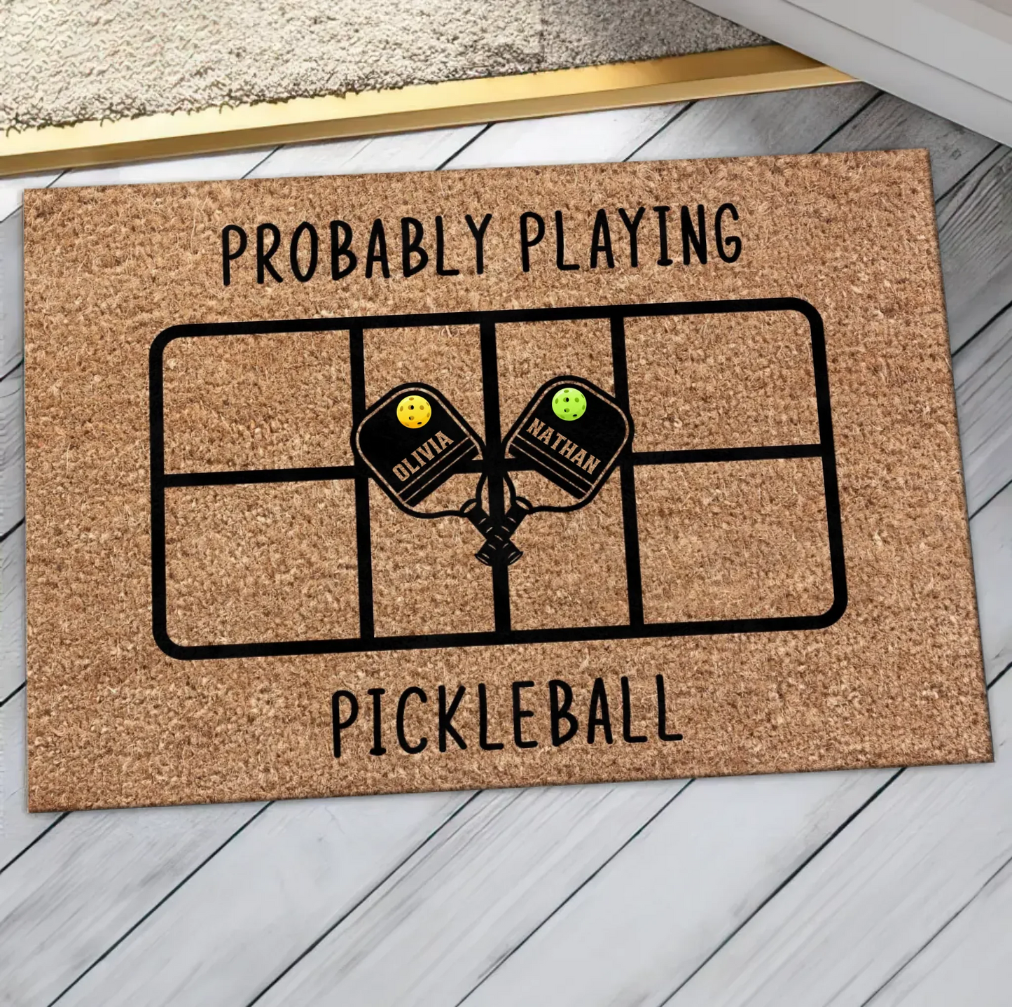Personalized Pickleball Doormat - Playing Pickleball Court Anniversary Housewarming Gift