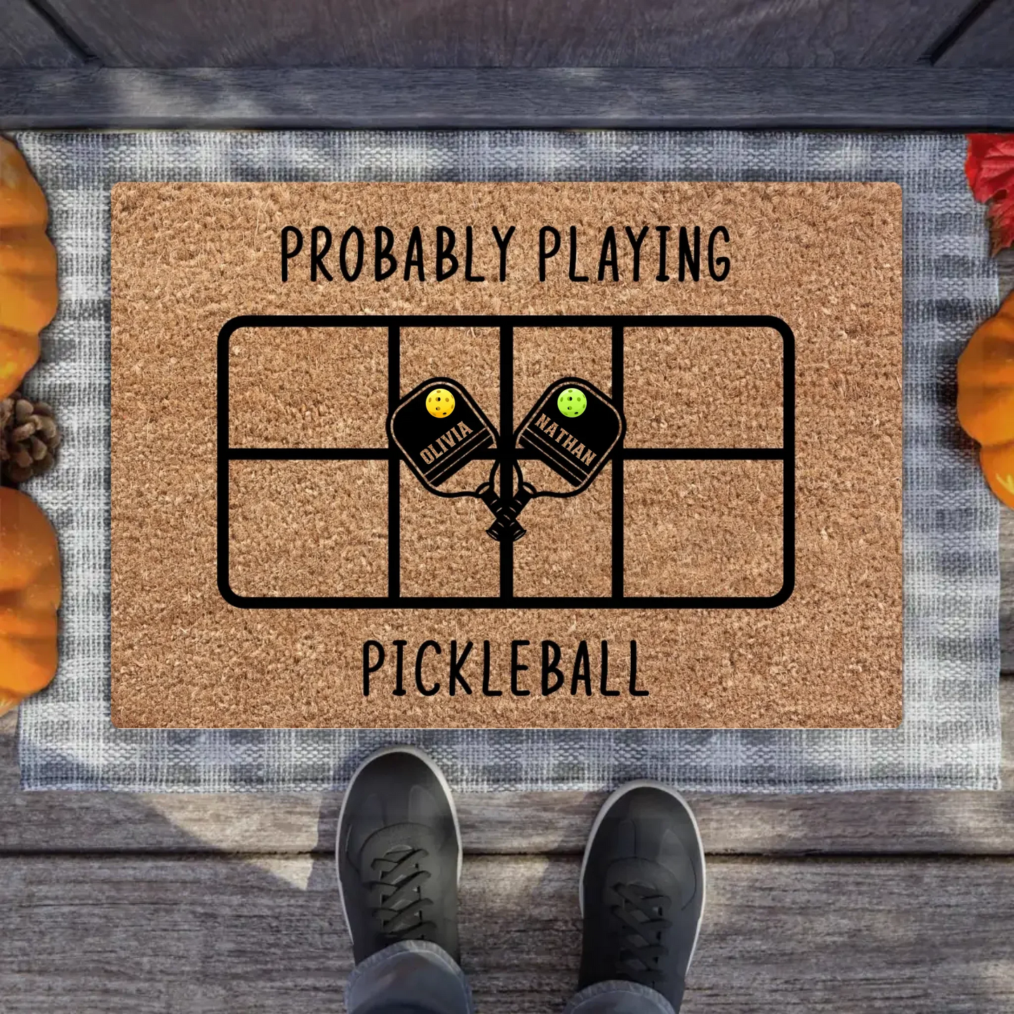 Personalized Pickleball Doormat - Playing Pickleball Court Anniversary Housewarming Gift
