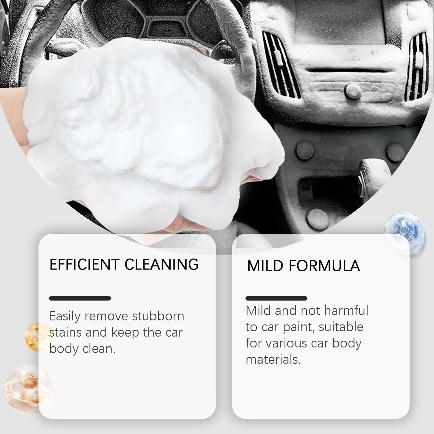 Automotive Spray Cleaner, Automotive Interior Glass Oil Film Decontamination Multi-Functional Foam Cleaner