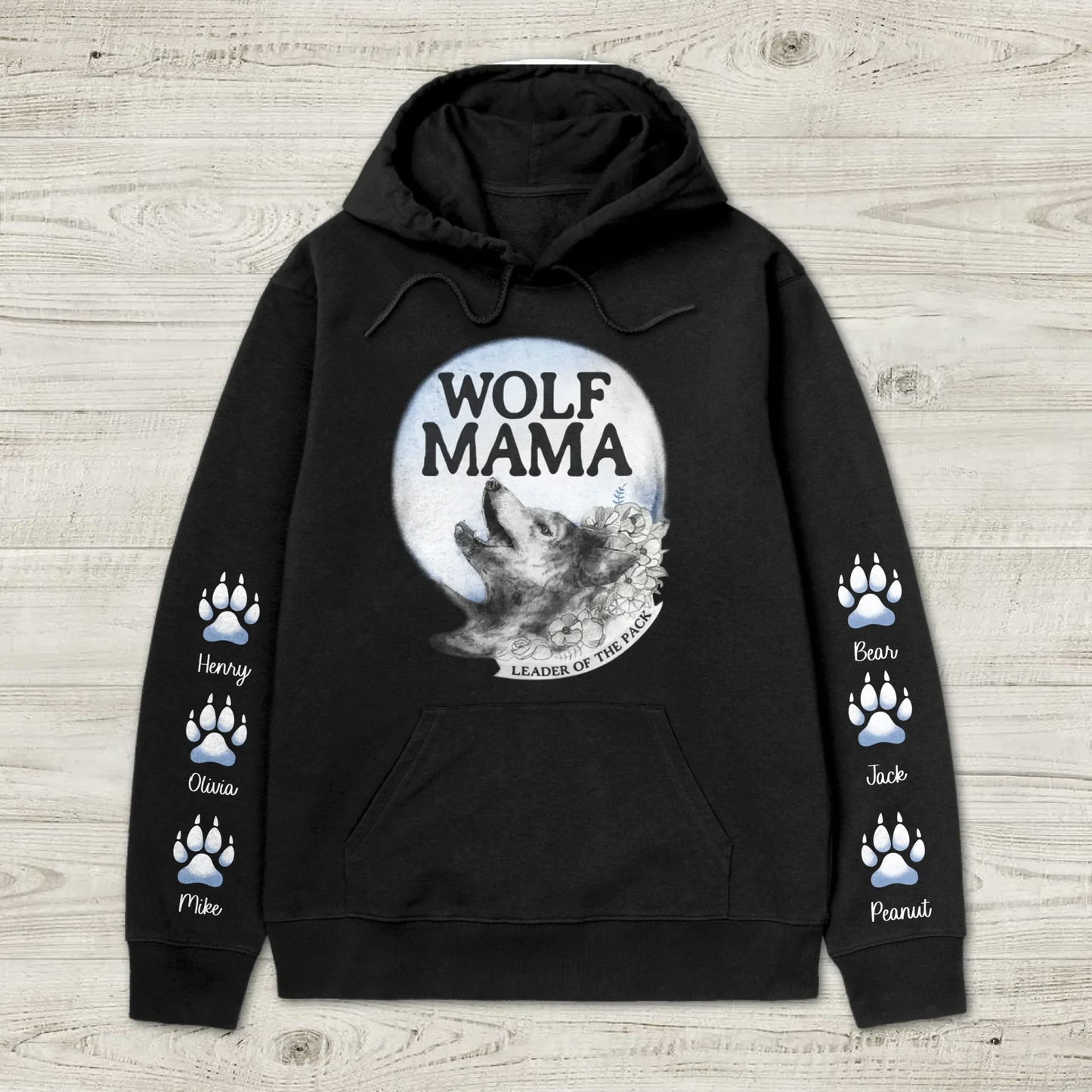 Personalized Wolf AOP Hoodie - Gift Idea For Mother's Day With Up To 6 Kids - Wolf Mama