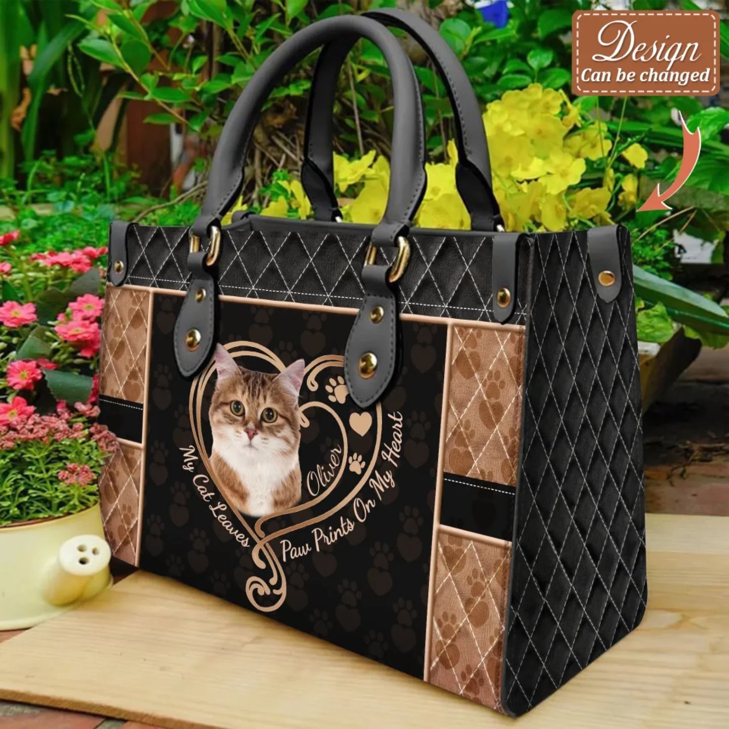 Personalized Photo PU Leather Handbag - Gift Idea For Dog/Cat Lover - Upload Photo - My Dog Leaves Paw Prints On My Heart