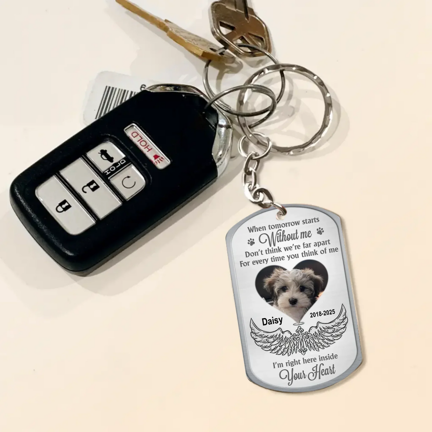 Personalized Memorial Dog Aluminum Keychain - Memorial Gift Idea For Dog Lover - Upload Photo - When Tomorrow Starts Without Me