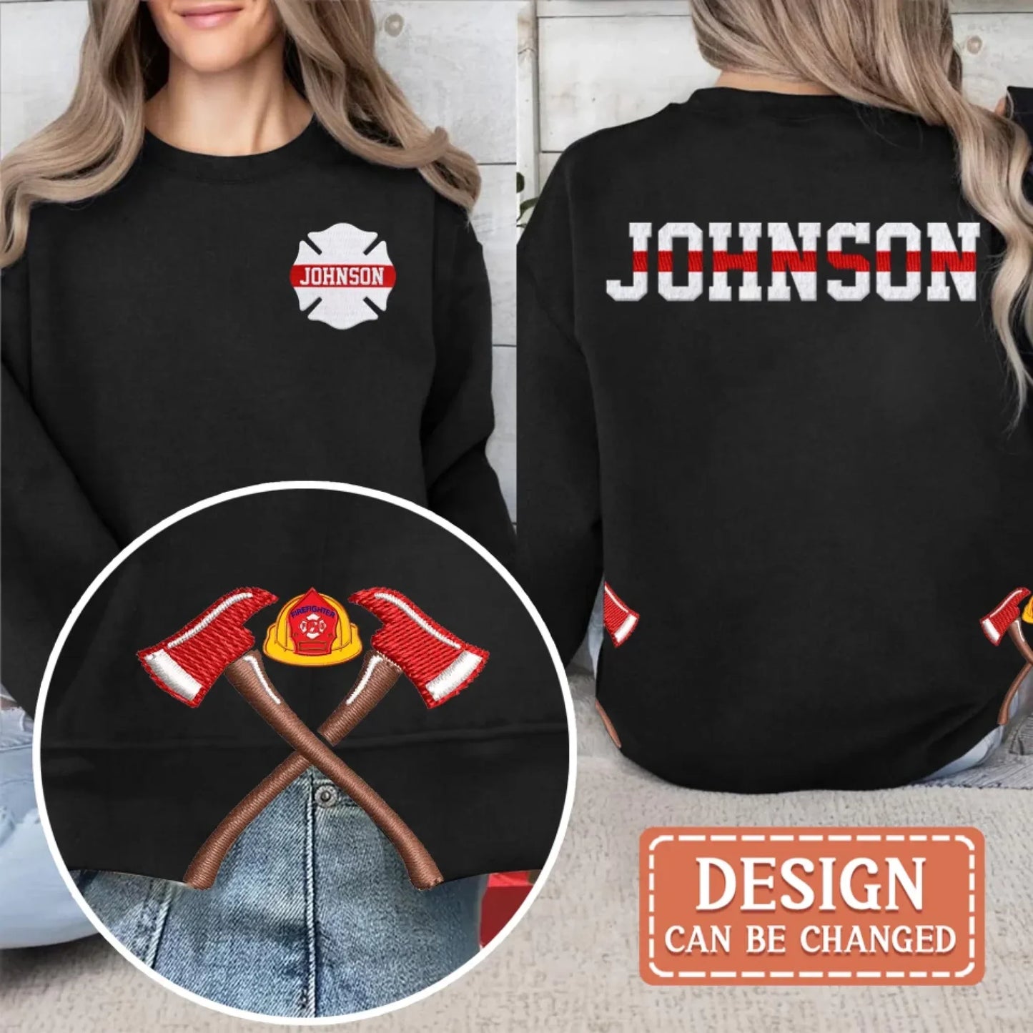 Personalized Firefighter Embroidered Split Side Bow Sweater - Gift Idea For Firefighter Wife/Man
