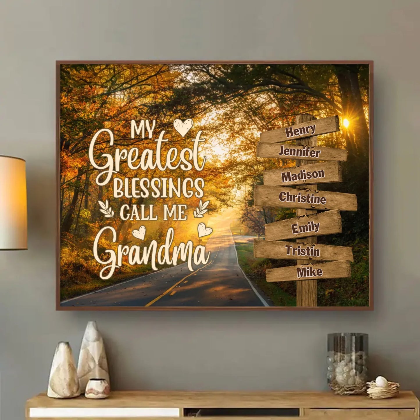 Personalized Grandma & Grandkids Poster - Mother's Day Gift Idea For Grandma/Grandkid - My Greatest Blessings Call Me Grandma