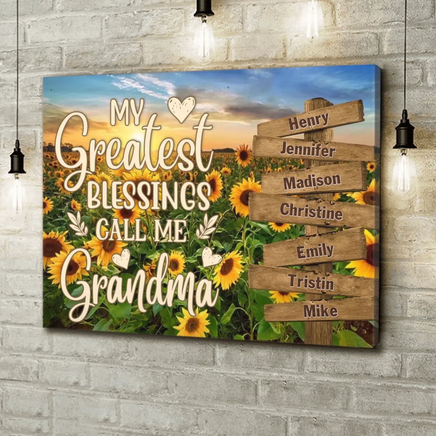 Custom Grandma & Grandkids Canvas - Gift Idea For Grandma/Grandkid - My Greatest Blessings Call Me Grandma