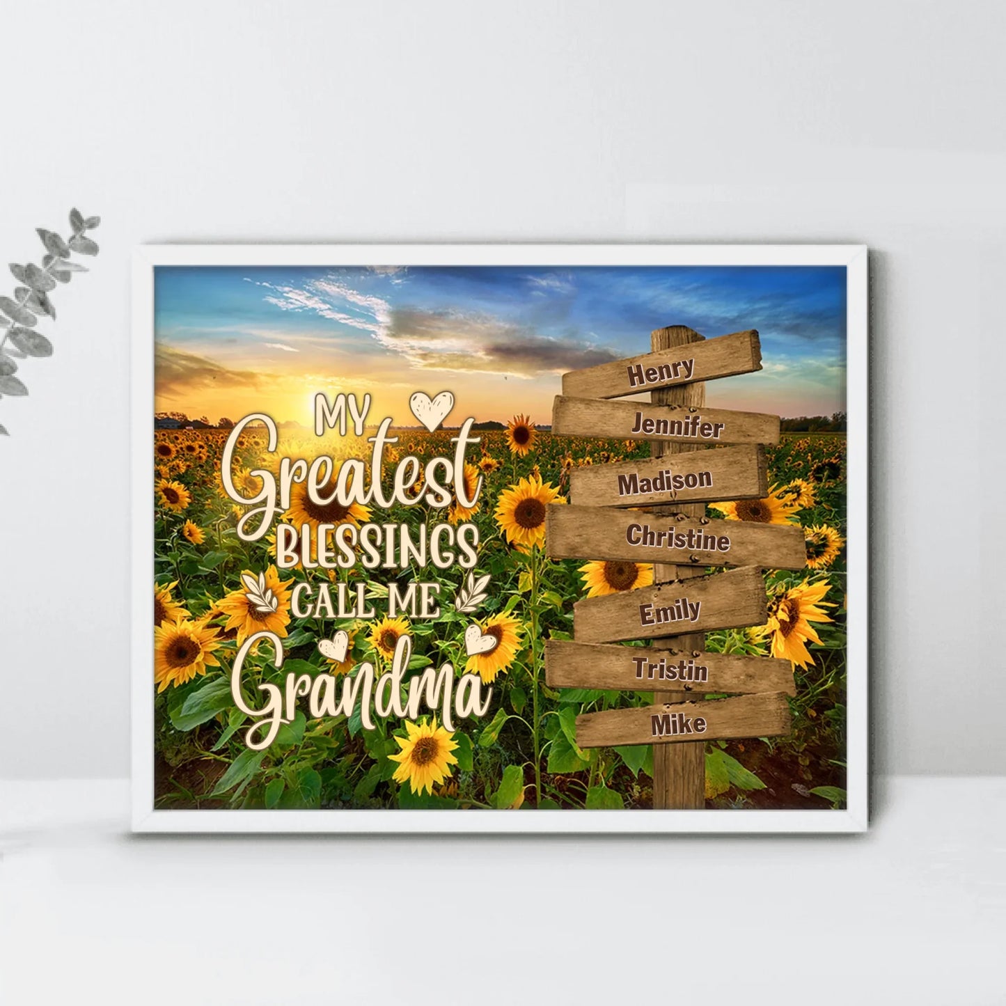 Personalized Grandma & Grandkids Poster - Mother's Day Gift Idea For Grandma/Grandkid - My Greatest Blessings Call Me Grandma